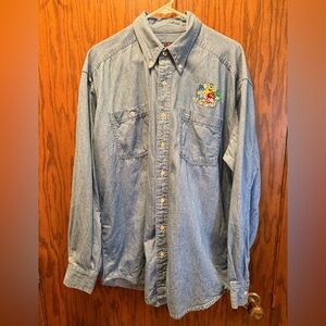 Vintage M&M Candy Men's Button Up Denim Shirt